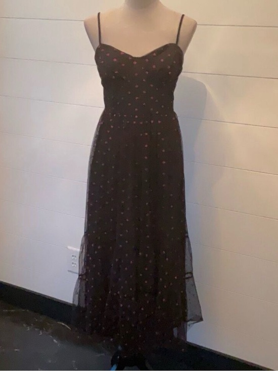 Betsey Johnson Dresses & Skirts - Betsey Johnson Tulle Bustier Midi Dress Glitter Lip Print 10